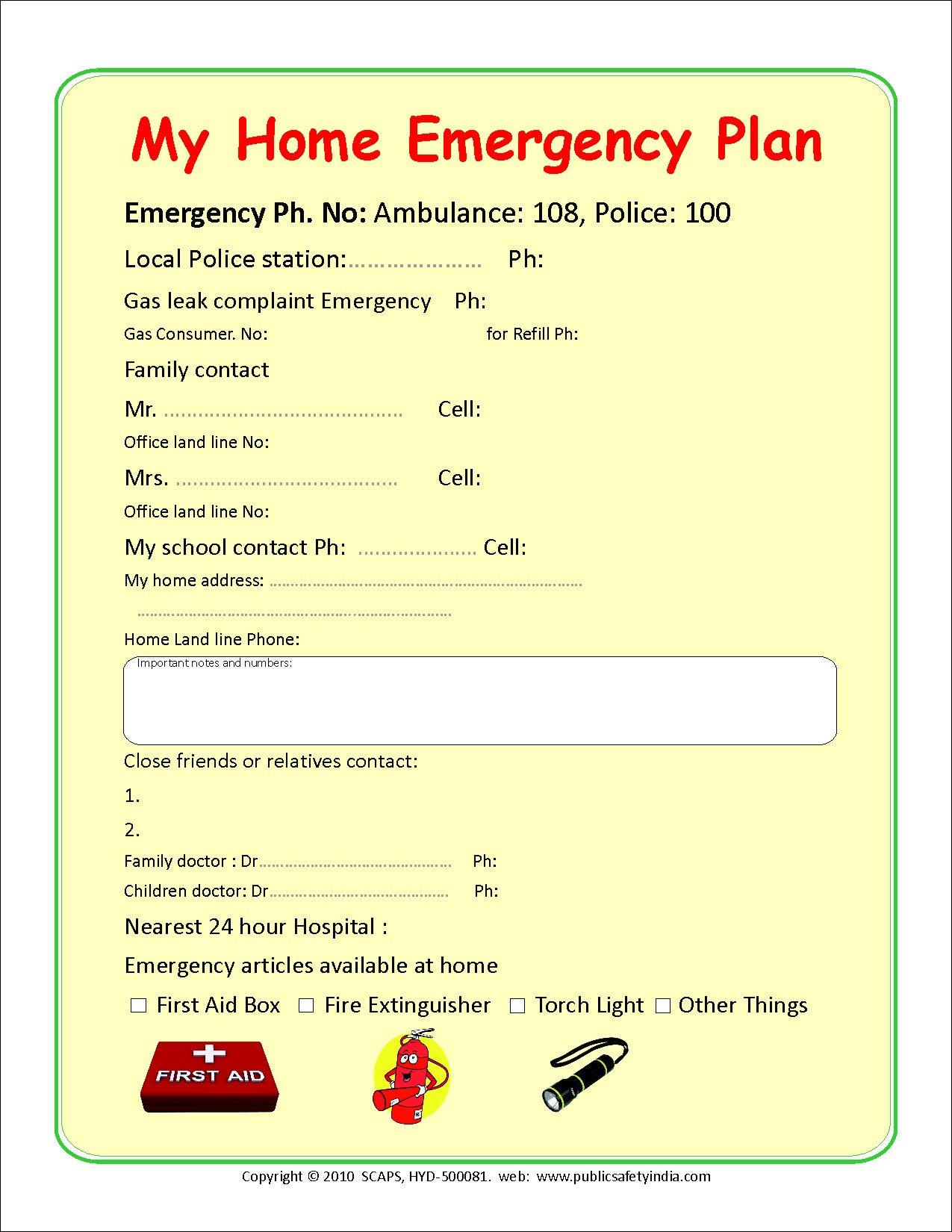 Home Safety Card
