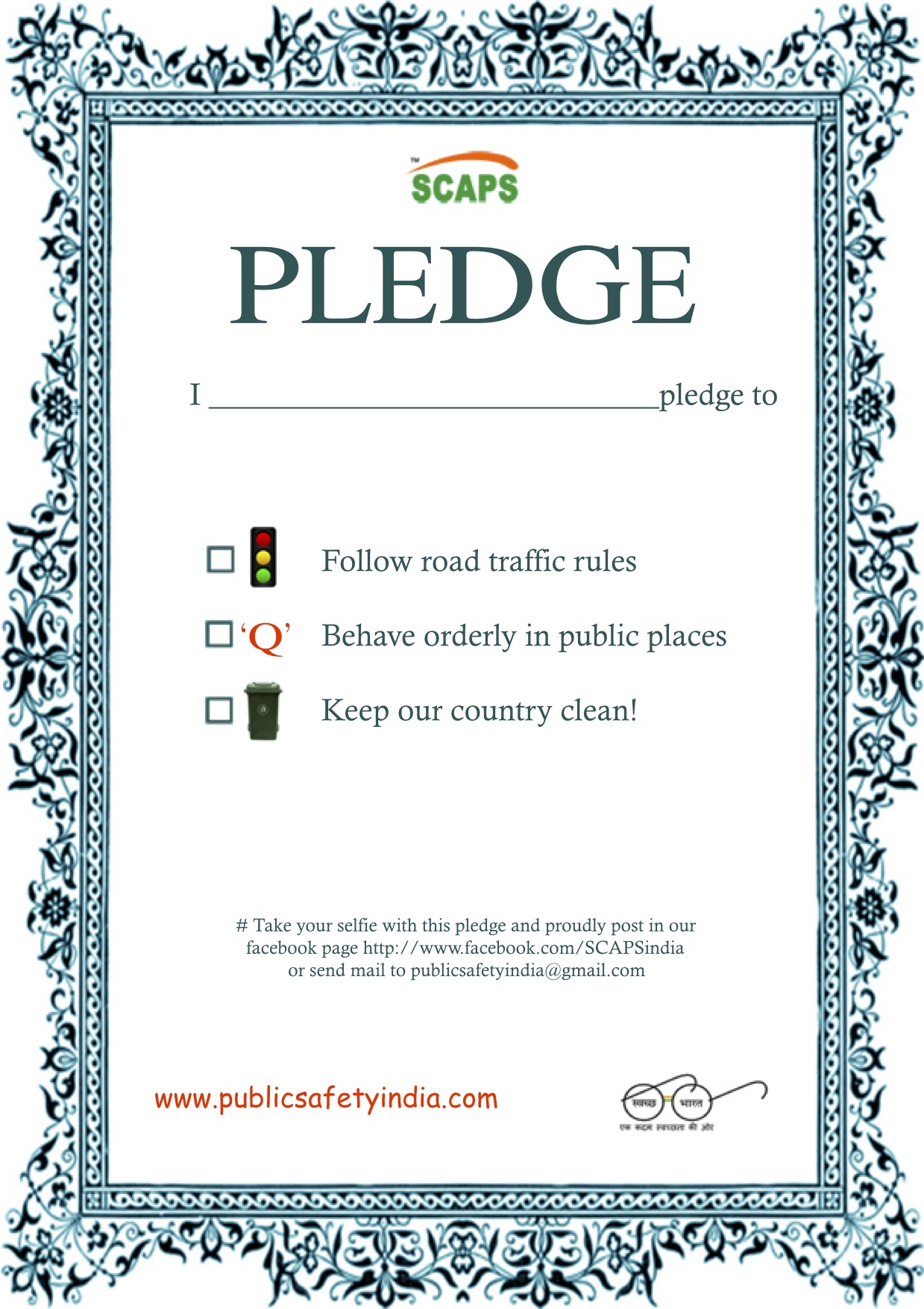 SCAPS safety pledge poster